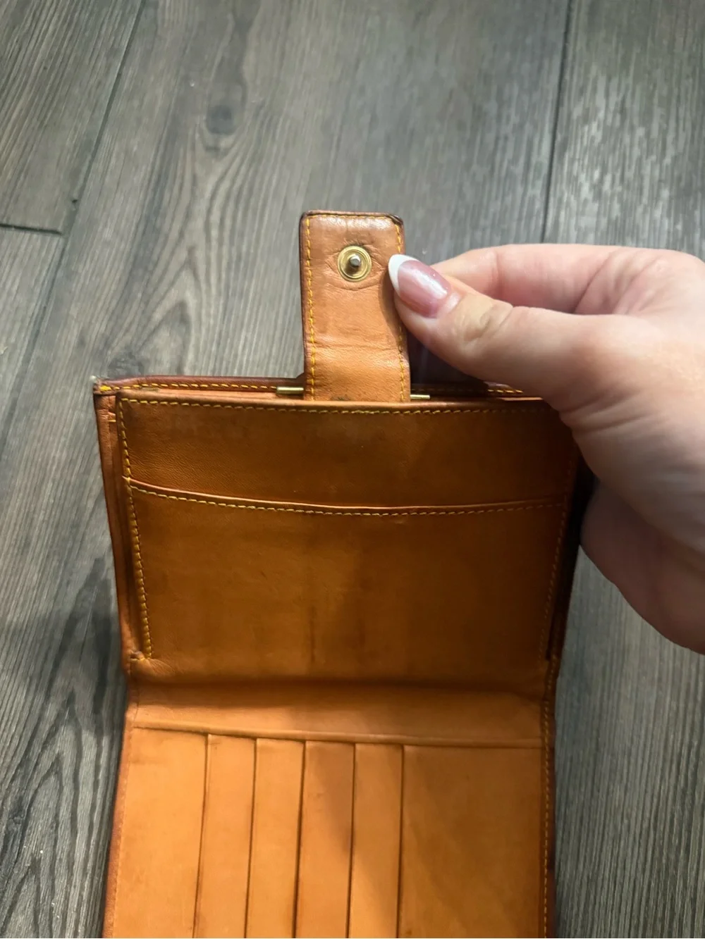 Vintage Hunting World Green Brown Leather Bifold Wallet Coin Purse Luxury Rare